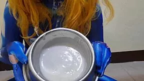 Cute Trans Girl Drinks Huge Load After Sucking Big Black Dildo