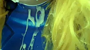 Cute Trans Girl Drinks Huge Load After Sucking Big Black Dildo