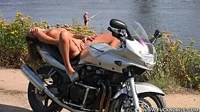 Fuckndrive com horny stunner on a hot bike