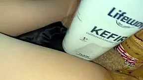 american creamy peanut butter in my virgin teen 18 year old pink pussy