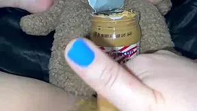 american creamy peanut butter in my virgin teen 18 year old pink pussy