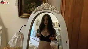 Brunette masturbates in mirror until she cums dollscult