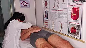 erection in front of the nurse at hospital