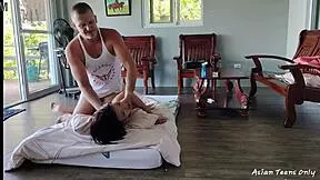 squirting on the kitchen table and creamy sperm play