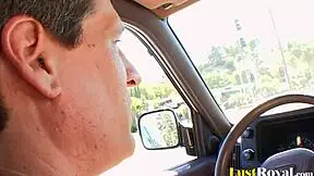 Busty babe gets off news