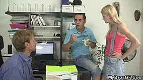 Step-sis's BF's blonde girlfriend craves sex