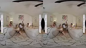 Blond and brunette girls orgy