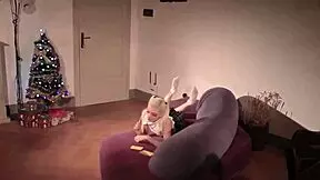 Santa's back, dictating masturbatory actions