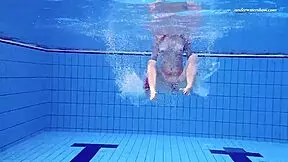 Naked Russian beauty in pool