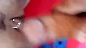 Red dress-clad brunette in anal action
